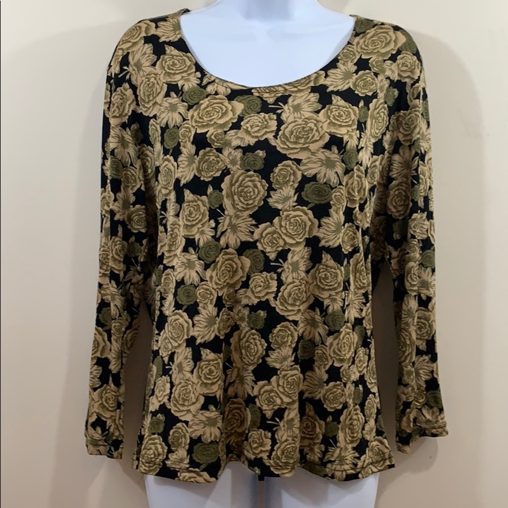 B.Moss Floral Metallic Shimmer Long Sleeve Shirt